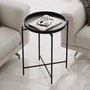 Hanah Home SHB-007 Mesa de centro de metal negra para salón, estilo moderno, 46x56x46 cm